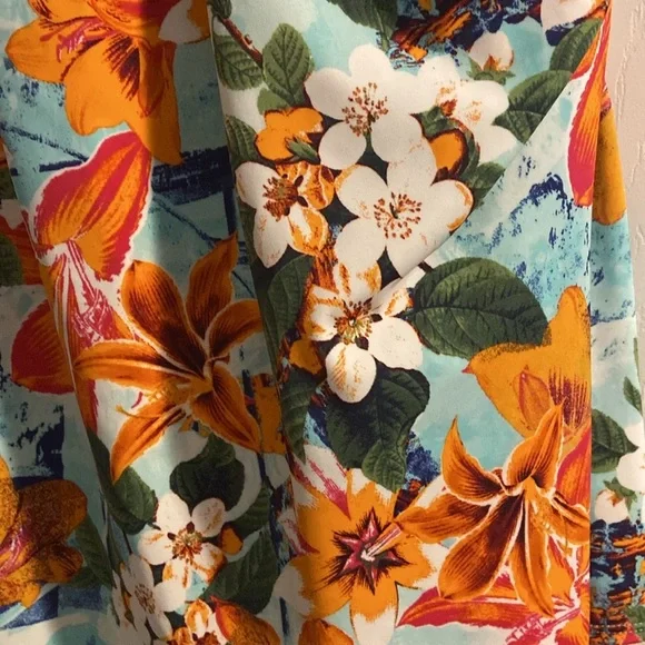 Denim & Co V-Neck Wrap Front Swim Dress Bright Tropical Size 10 New - Picture 3 of 11